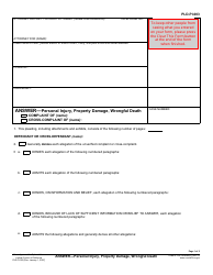 Form PLD-PI-003 Answer - Personal Injury, Property Damage, Wrongful Death - California
