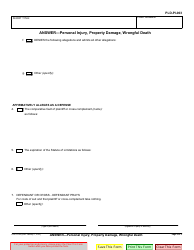 Form PLD-PI-003 Answer - Personal Injury, Property Damage, Wrongful Death - California, Page 2