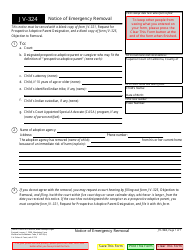 Document preview: Form JV-324 Notice of Emergency Removal - California