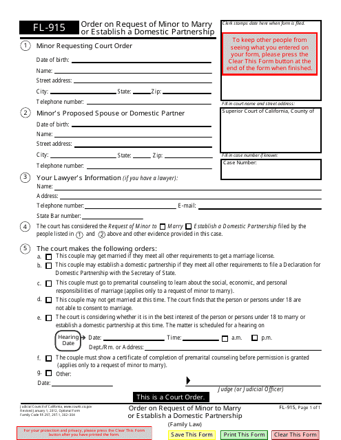 Form FL-915  Printable Pdf