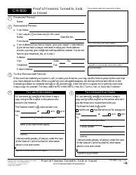 Document preview: Form CH-800 Proof of Firearms Turned in, Sold, or Stored - California