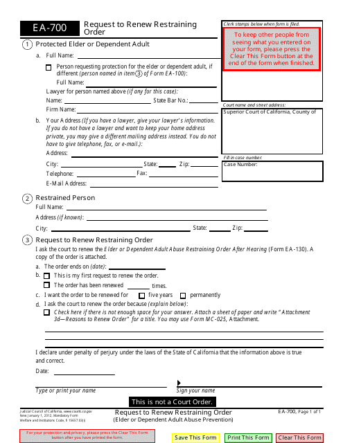 Form EA-700  Printable Pdf