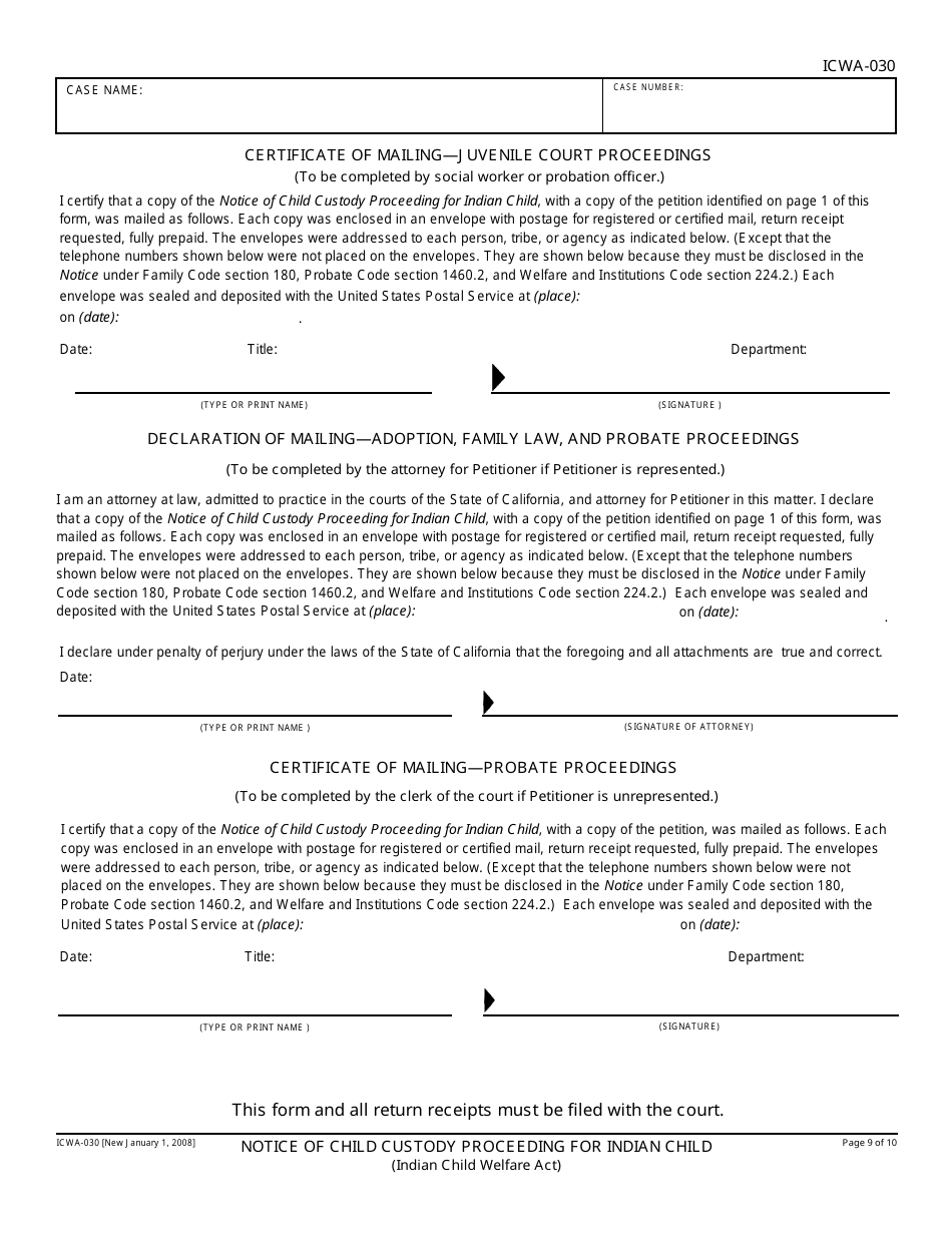 Form ICWA-030 Notice of Child Custody Proceeding for Indian Child - California, Page 9
