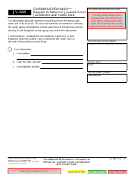 Document preview: Form JV-468 Confidential Information - Request to Return to Juvenile Court Jurisdiction and Foster Care - California
