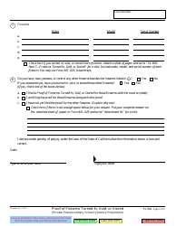 Form SV-800 Proof of Firearms Turned in, Sold, or Stored - California, Page 2