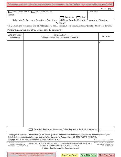 Form GC-400(A)(3) Schedule A  Printable Pdf