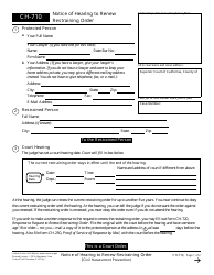 Form CH-710 Notice of Hearing to Renew Restraining Order - California
