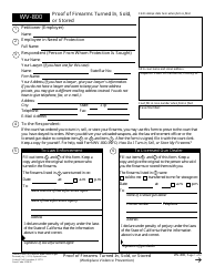 Document preview: Form WV-800 Proof of Firearms Turned in, Sold, or Stored - California