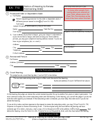Document preview: Form EA-710 Notice of Hearing to Renew Restraining Order - California