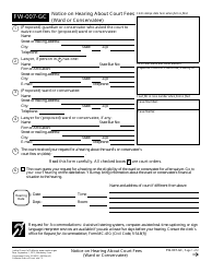 Document preview: Form FW-007-GC Notice on Hearing About Court Fees (Ward or Conservatee) - California