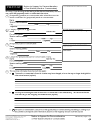 Document preview: Form FW-011-GC Notice to Appear for Reconsideration of Fee Waiver (Ward or Conservatee) - California