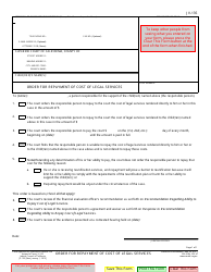 Document preview: Form JV-135 Order for Repayment of Cost of Legal Services - California