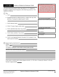 Document preview: Form JV-383 Notice of Intent to Remove Child - California