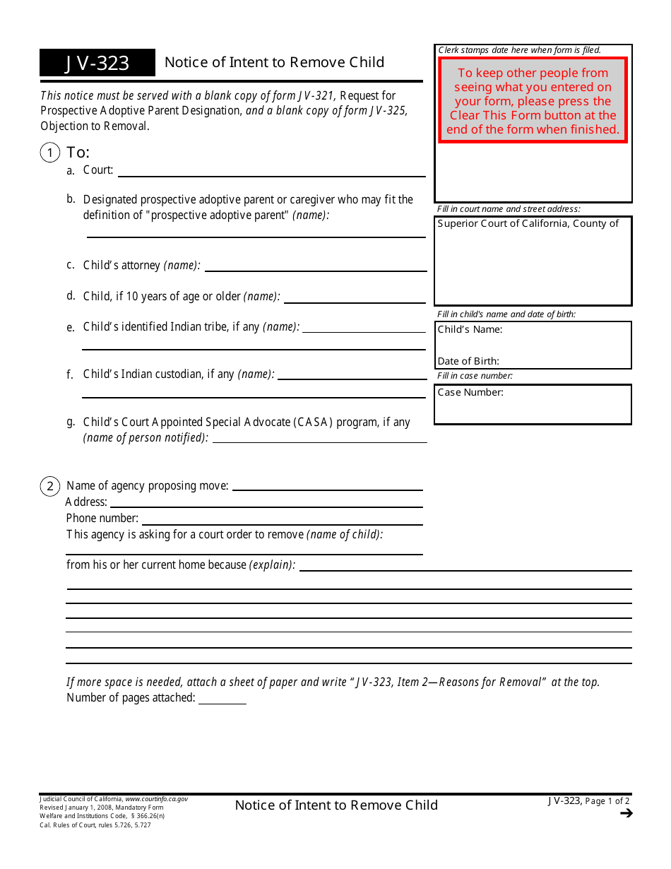 Form JV-383 - Fill Out, Sign Online and Download Fillable PDF ...