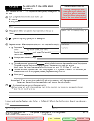 Document preview: Form SC-221 Response to Request to Make Payments (Small Claims) - California