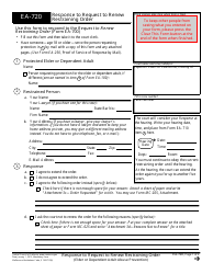 Document preview: Form EA-720 Response to Request to Renew Restraining Order - California