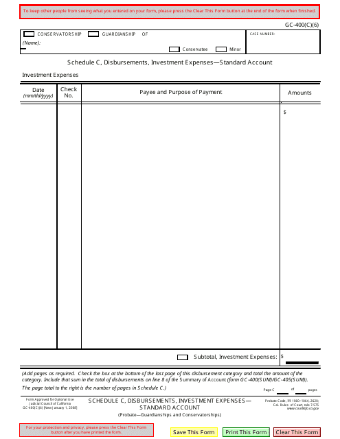 Form GC-400(C)(6) Schedule C Printable Pdf