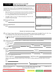 Document preview: Form CH-260 Proof of Service of Order After Hearing by Mail - California