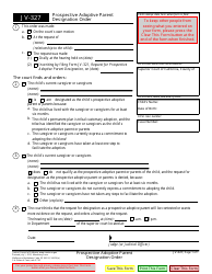 Document preview: Form JV-327 Prospective Adoptive Parent Designation Order - California