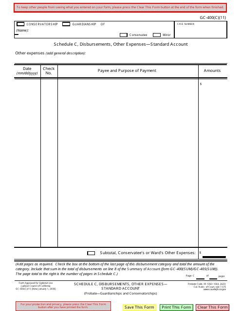 Form GC-400(C)(11) Schedule C Printable Pdf