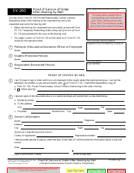 Document preview: Form SV-260 Proof of Service of Order After Hearing by Mail - California