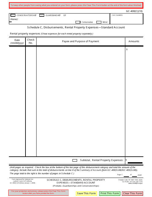 Form GC-400(C)(10) Schedule C  Printable Pdf