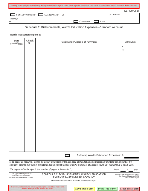 Form GC-400(C)(3) Schedule C  Printable Pdf