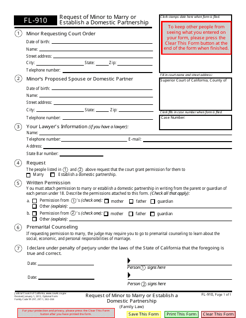 Form FL-910  Printable Pdf