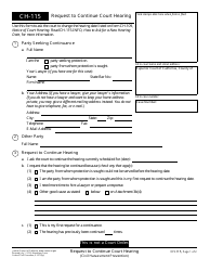 Document preview: Form CH-115 Request to Continue Court Hearing - California