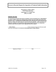 DOEA Form 184 &quot;Access to Records Request for Inspection of Protected Health Information (Phi)&quot; - Florida