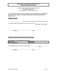Document preview: DOEA Form 186 Request for Accounting of Disclosures of Protected Health Information - Florida