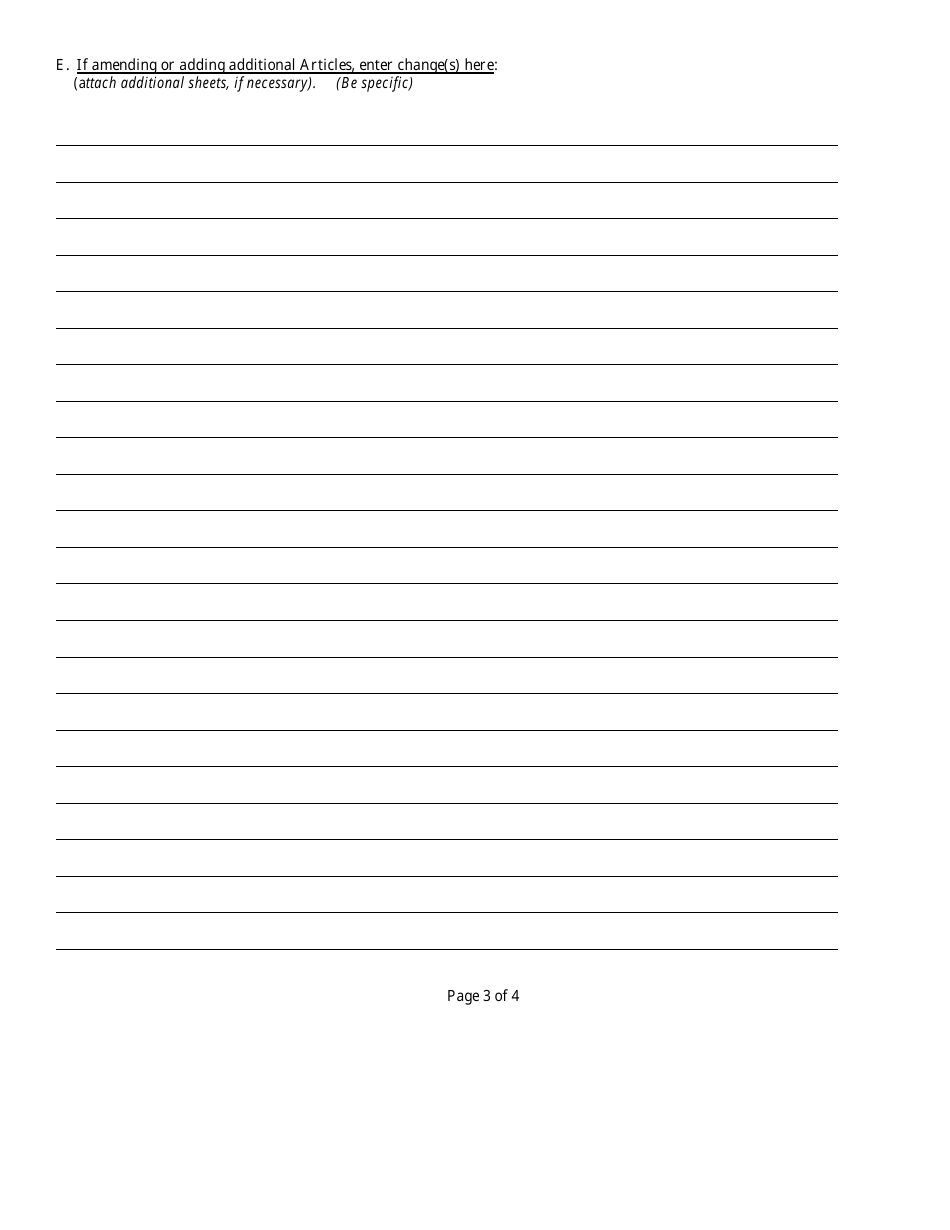 Form CR2E009 Articles of Amendment to Articles of Incorporation of a Florida Not for Profit Corporation - Florida, Page 5