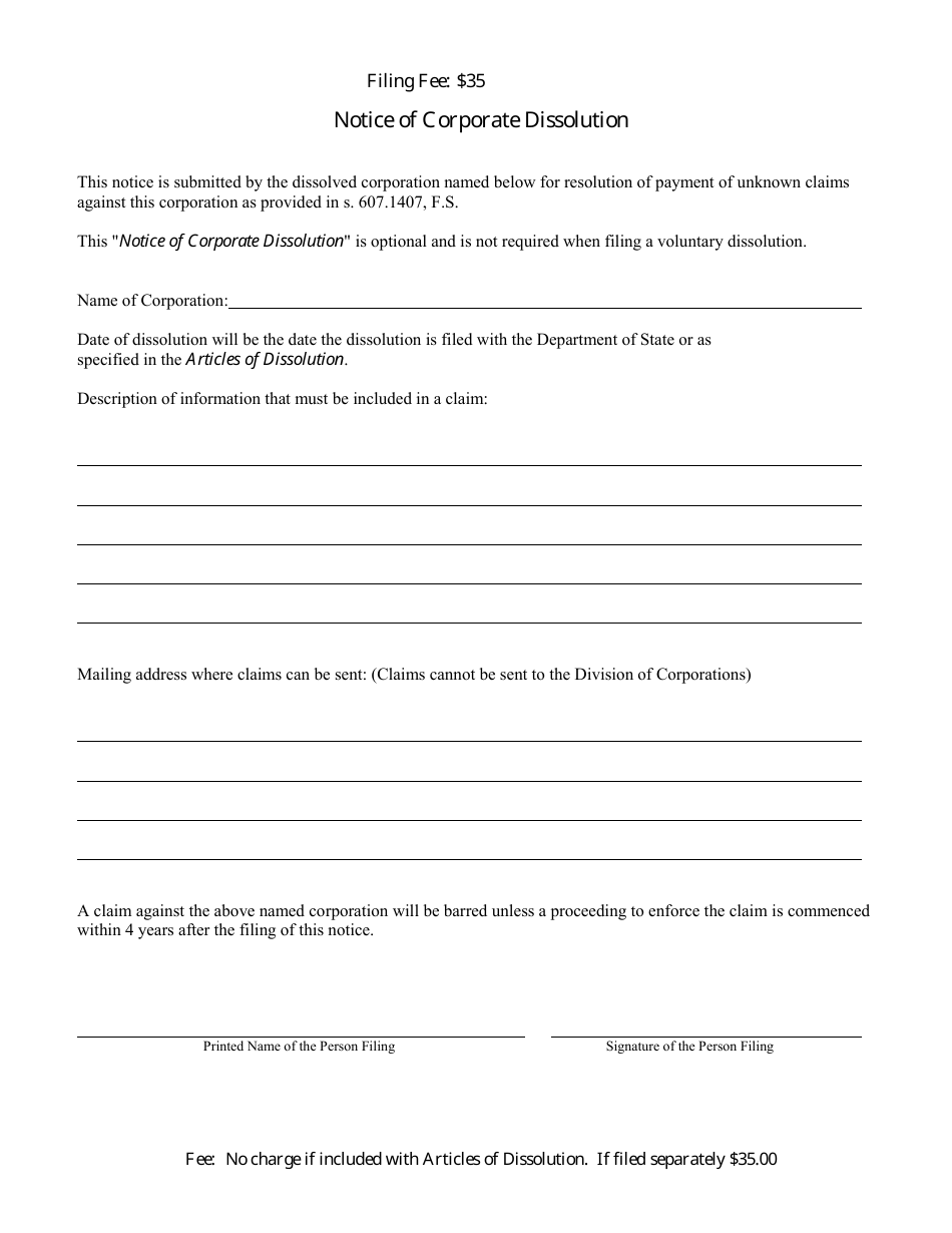 Form CR2E012 Articles of Dissolution to Dissolve a Florida Profit Corporation - Florida, Page 4