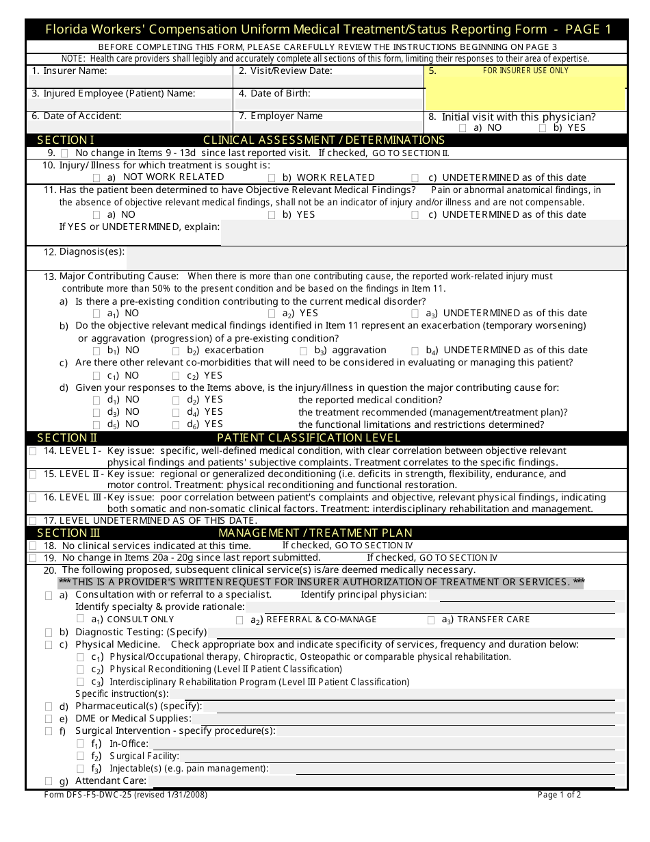 Form DFS F5 DWC 25 Fill Out Sign Online And Download Fillable PDF Florida Templateroller