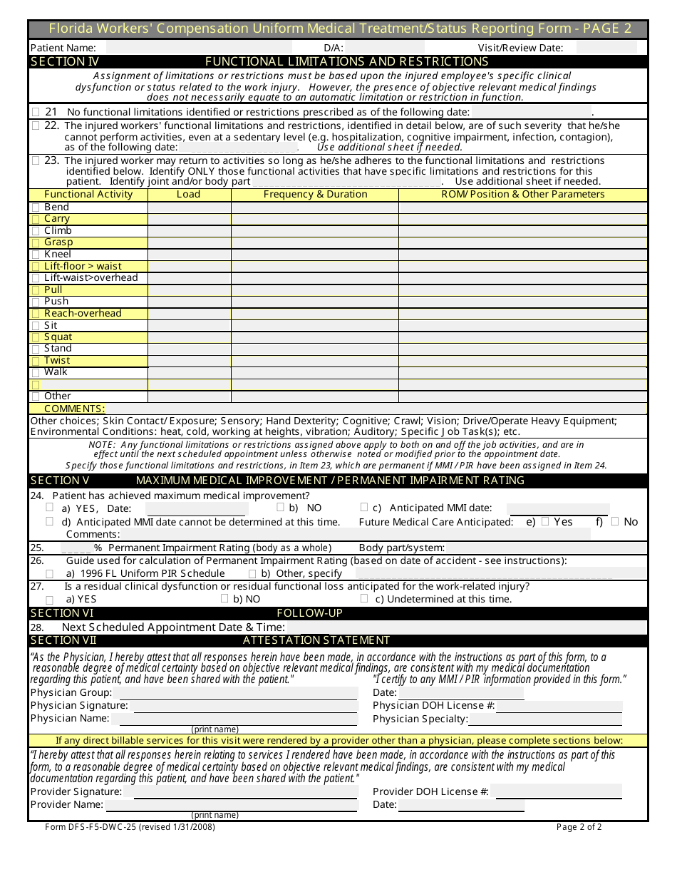 Form DFSF5DWC25 Fill Out, Sign Online and Download Fillable PDF