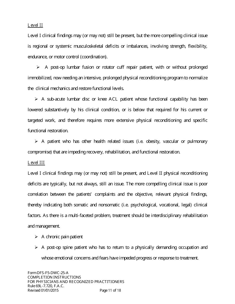 Instructions for Form DFS-F5-DWC-25 Florida Workers Compensation Uniform Medical Treatment / Status Reporting Form - Florida, Page 11