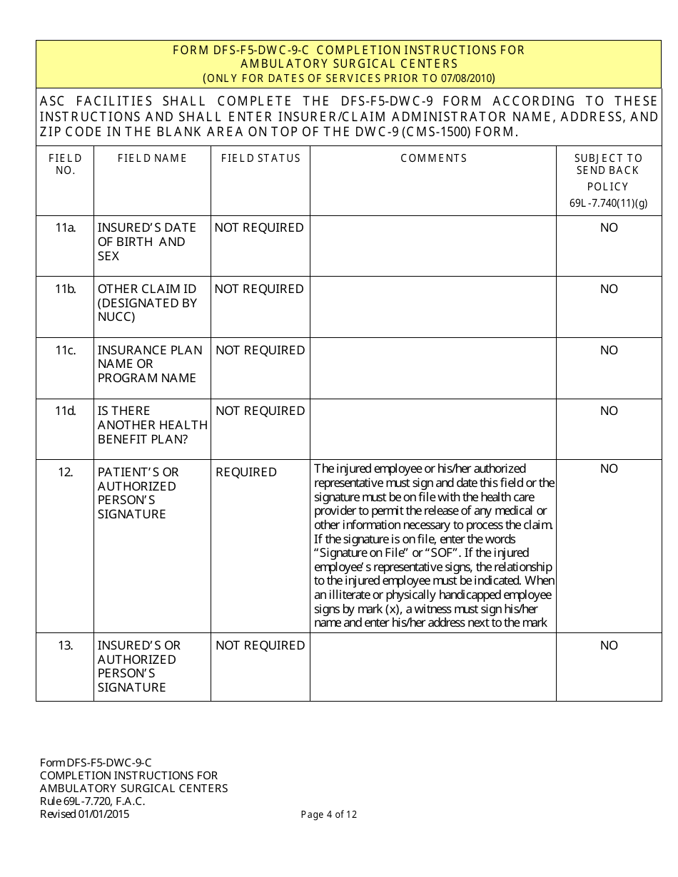 Instructions for Form CMS-1500 Health Insurance Claim Form (Ambulatory Surgical Centers) - Florida, Page 4
