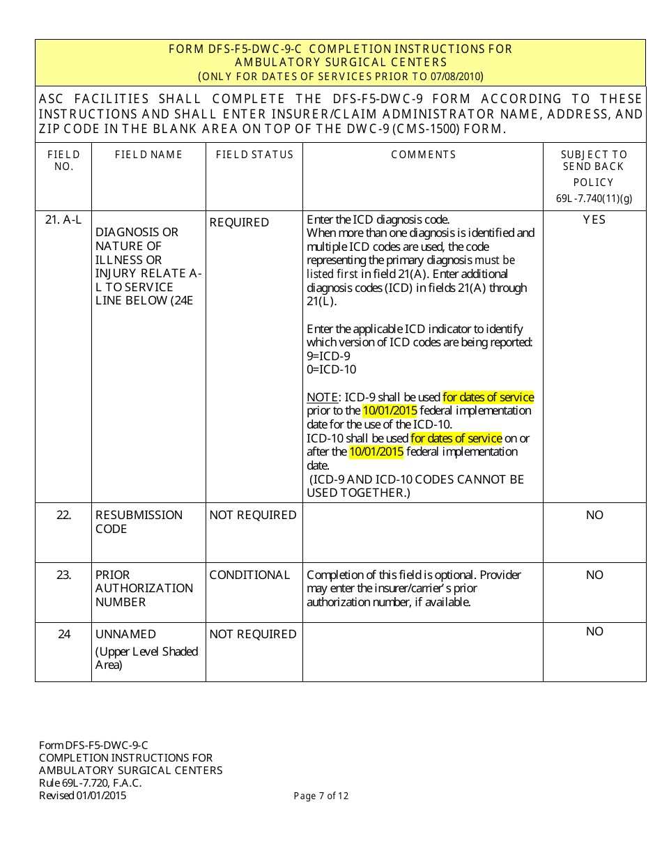 Instructions for Form CMS-1500 Health Insurance Claim Form (Ambulatory Surgical Centers) - Florida, Page 7