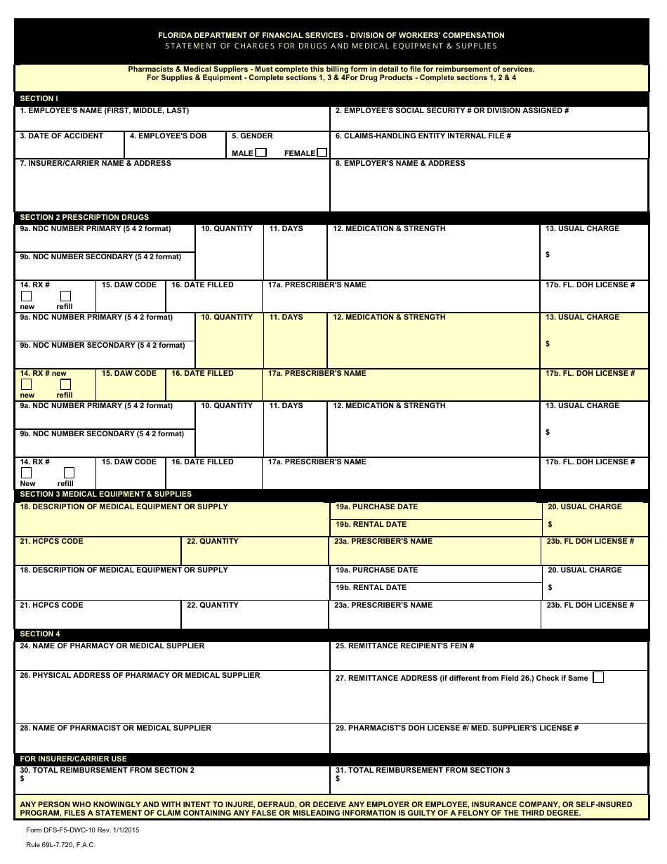 Form DFSF5DWC10 Fill Out, Sign Online and Download Fillable PDF