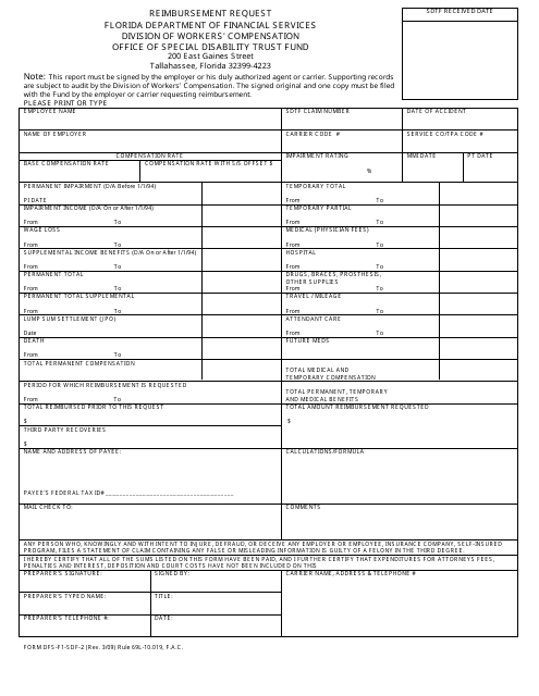 Form DFS-F1-SDF-2 Reimbursement Request - Florida