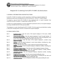 Document preview: Instructions for Form DFS-F3-DWC-23 Request for Screening - Florida