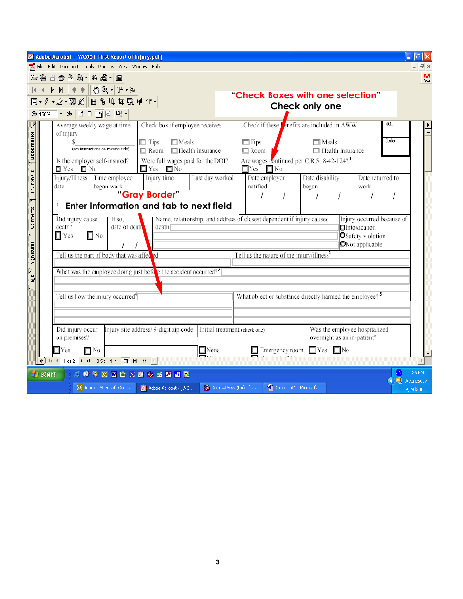 Form WC1 First Report of Injury - Colorado, Page 3