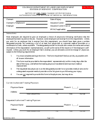 Document preview: Form WC003 Notice of One-Time Change of Physician & Authorization for Release of Medical Information - Colorado