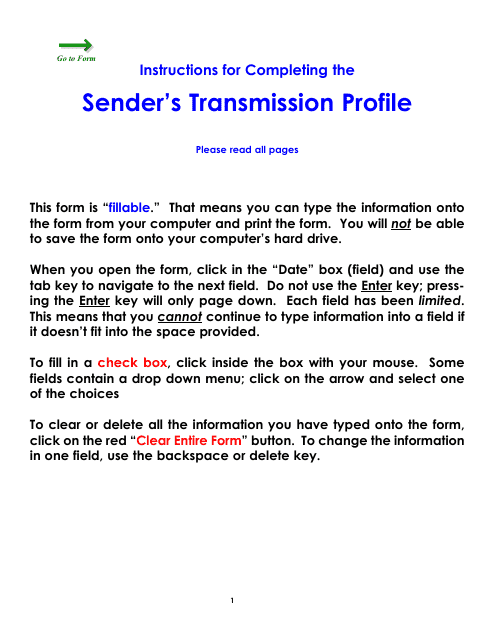 Form WC169 Sender's Transmission Profile - Colorado