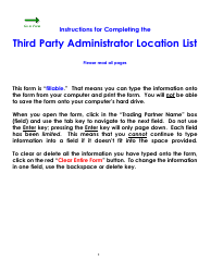 Form WC171 Third Party Administrator Location List - Colorado