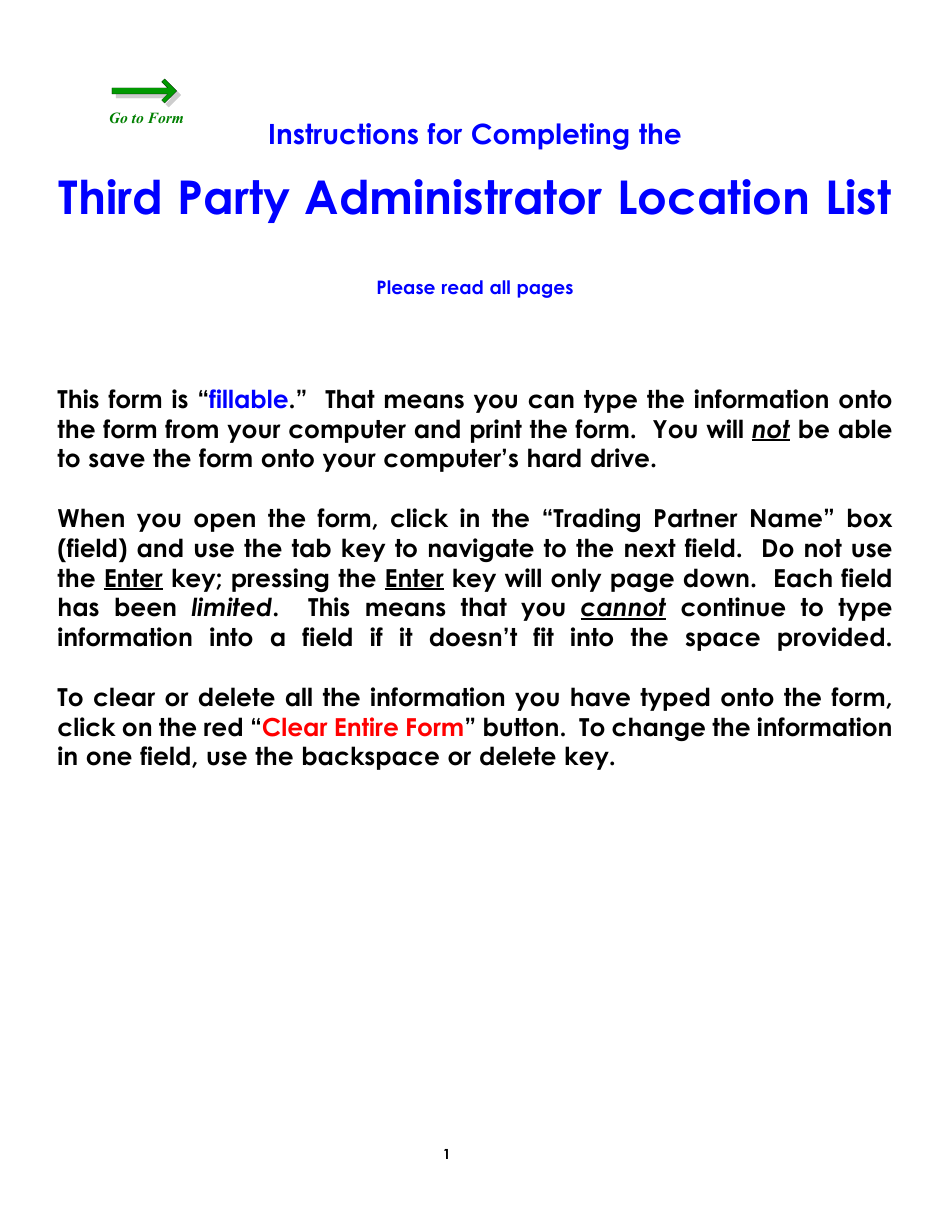Form WC171 Third Party Administrator Location List - Colorado, Page 1