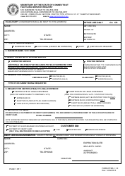 Form FFSR-1-1.0 Fax Filing Service Request - Connecticut