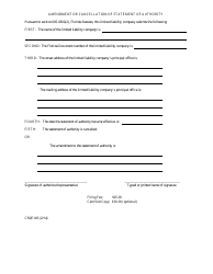 Form CR2E145 Amendment or Cancellation of Statement of Authority - Florida, Page 2