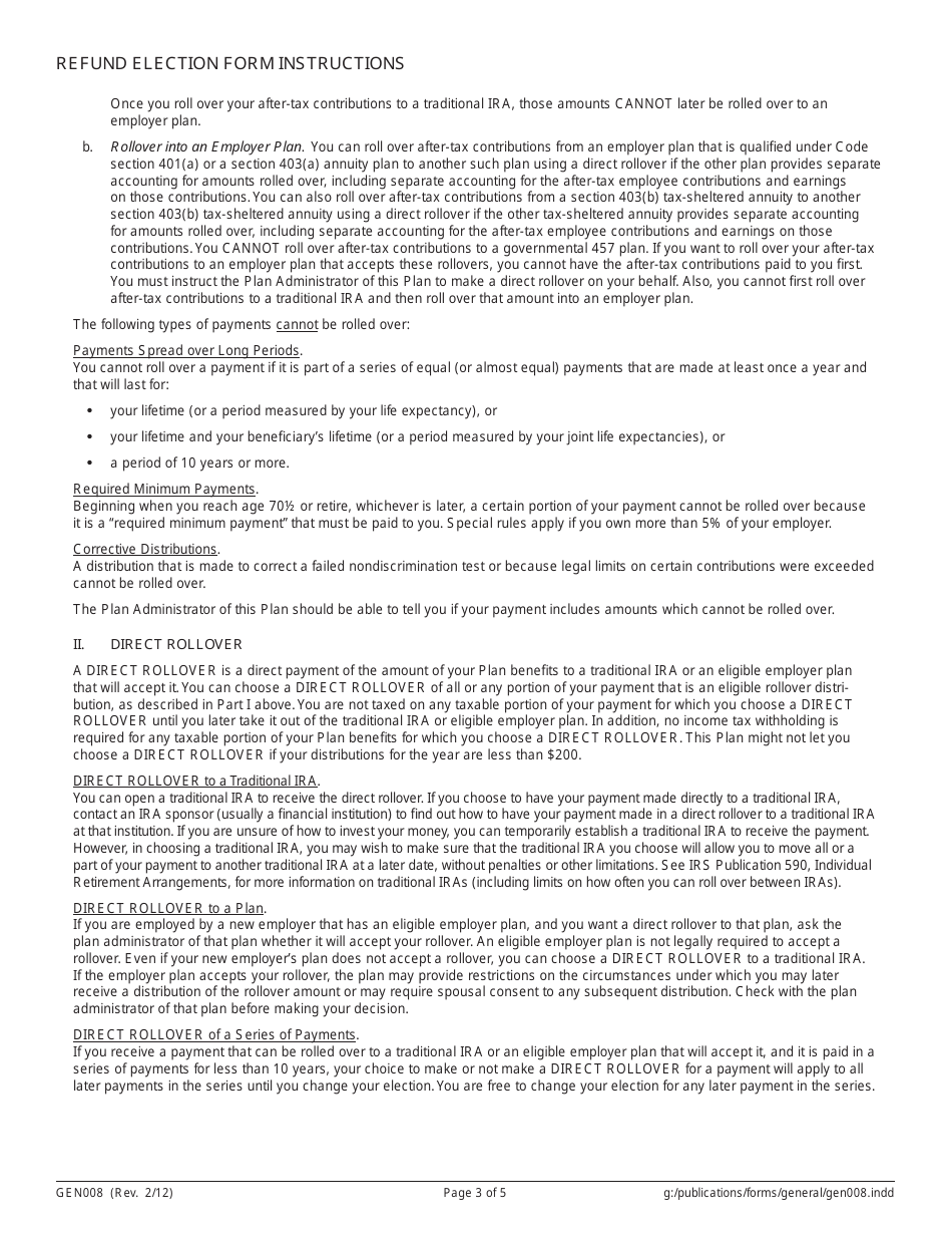 Form GEN008 Refund Election (Pers Tier I, II, Iii / Trs Tier I, II) - Alaska, Page 5