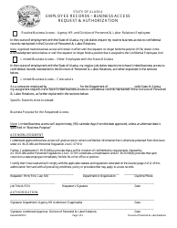 Document preview: Employee Records - Business Access Request & Authorization - Alaska